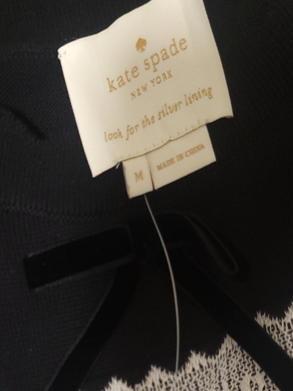 Kate Spade Lace Jacquard Sweater Dress - Black & White Scalloped - Size M BNWT - Picture 6 of 6